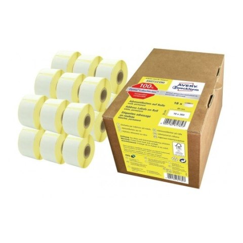 Etykiety adresowe termiczne 36 x 89 mm 18 rolek Avery Zweckform AS0722390 Etykiety adresowe termiczne 36 x 89 mm 18 rolek Avery Zweckform AS0722390