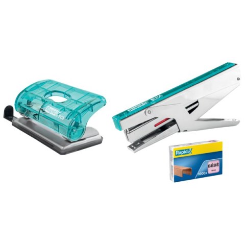 Dziurkacz mini Rapid ColourBreeze FC5, 10 kartek, 5 lat gwarancji, niebieski 5001332