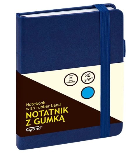 Notatnik GRAND z gumką A6/80 kartek, 80g/linia, okładka granatowa, 150-1426 Notatnik GRAND z gumką A6/80 kartek, 80g/linia, okładka granatowa, 150-1426