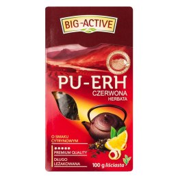 Herbata BIG-ACTIVE PU-ERH czerwona liściasta o smaku cytrynowym 100g