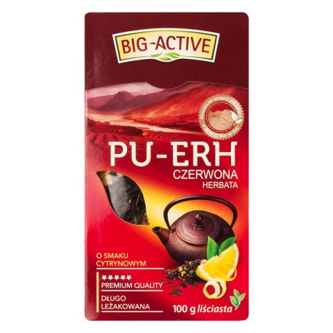 Herbata BIG-ACTIVE PU-ERH czerwona liściasta o smaku cytrynowym 100g Herbata BIG-ACTIVE PU-ERH czerwona liściasta o smaku cytrynowym 100g