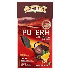 Herbata BIG-ACTIVE PU-ERH czerwona liściasta o smaku cytrynowym 100g