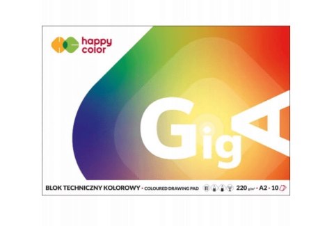Blok techniczny GigA kolorowy, A2, 10 ark, 220g, Happy Color HA 3722 4060-09 Blok techniczny GigA kolorowy, A2, 10 ark, 220g, Happy Color HA 3722 4060-09