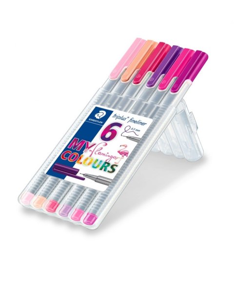 Cienkopis triplus, 0.3 mm, kolory flamingo, 6 szt., w etui, Staedtler S 334 SB6CS6