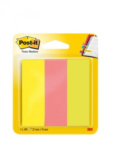 Zakładki indeksujące POST-IT (671/3), papier, 26x76mm, 3x100 kart., mix kolorów